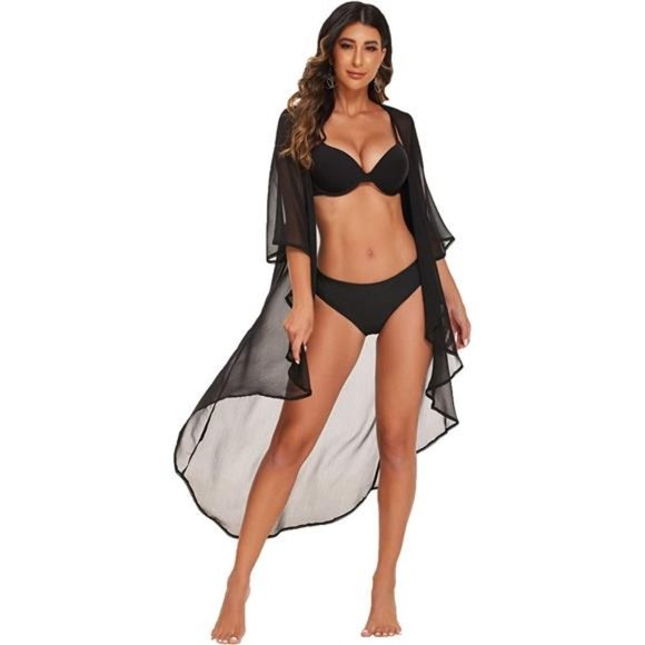Other - WOMENS Swimsuit Bikini Cover Up Chiffon Black 2